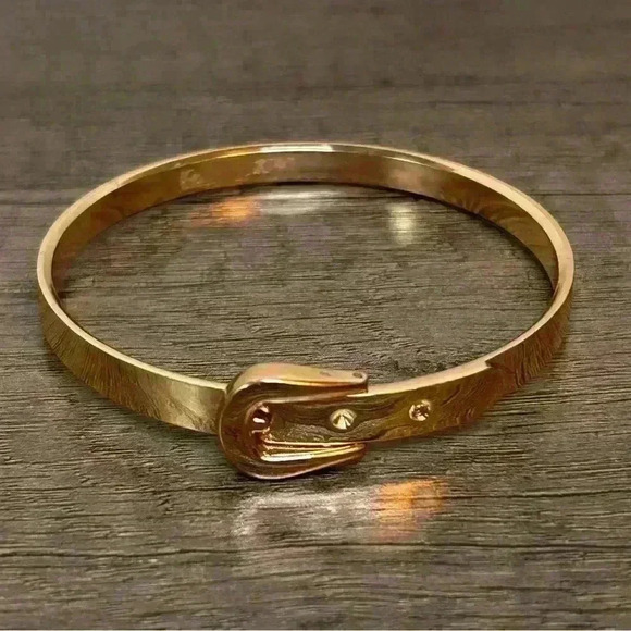 Bronze Tone Buckle Bangle Bracelet - Picture 2 of 2